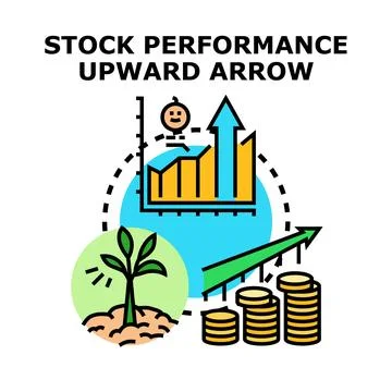 Stock performance upward arrow growing business chart Stock Illustration