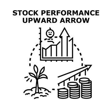 Stock performance upward arrow growing business chart Stock Illustration