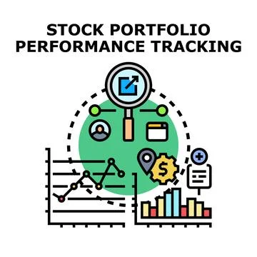 Stock portfolio performance tracking analyzing investment results Stock Illustration