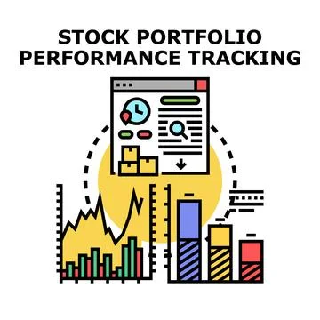 Stock portfolio performance tracking analyzing investment data Stock Illustration