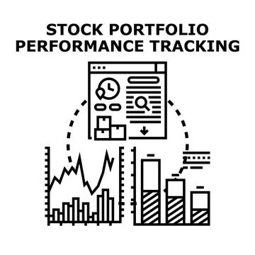 Stock portfolio performance tracking analyzing investment data Stock Illustration