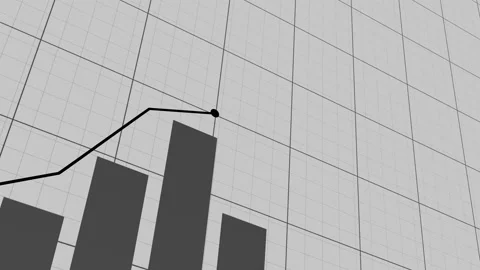 Stock price chart on the notebook page. Growth and decline dynamics. Creative fi Stock Footage 200947233