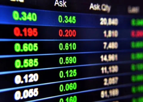 Stock price data on lcd screen Stock Photos