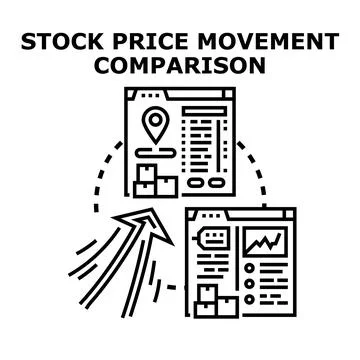 Stock price movement comparison data analysis concept Stock Illustration