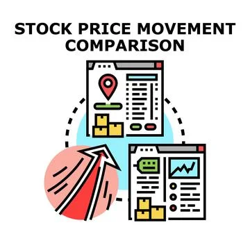 Stock price movement comparison data analysis concept Stockillustratie