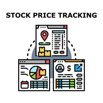 Stock price tracking data analysis concept icon vector Illustrazione stock