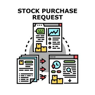 Stock purchase request process concept vector illustration Stock Illustration
