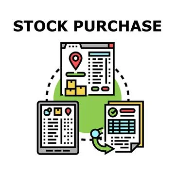 Stock purchase transaction process concept illustration イラスト素材
