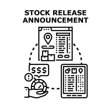 Stock release announcement on digital platforms concept Stock Illustration