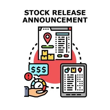 Stock release announcement on digital platforms concept Stock Illustration