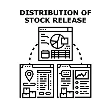 Stock release distribution and analytics concept vector Stock Illustration
