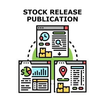 Stock release publication concept with data management system Stockillustratie
