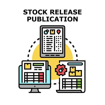 Stock release publication creating digital process workflow Illustrazione stock