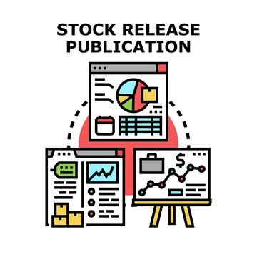 Stock release publication with financial data analysis Stock Illustration