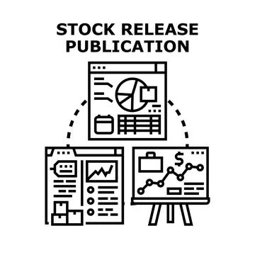 Stock release publication with financial data analysis Stock Illustration