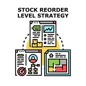 Stock reorder level strategy planning inventory management Stock Illustration