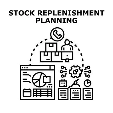 Stock replenishment planning process managing inventory supply 库存插图