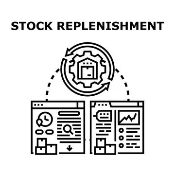 Stock replenishment process optimization and inventory management 스톡 일러스트