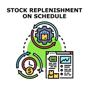 Stock replenishment on schedule managing efficient inventory flow イラスト素材