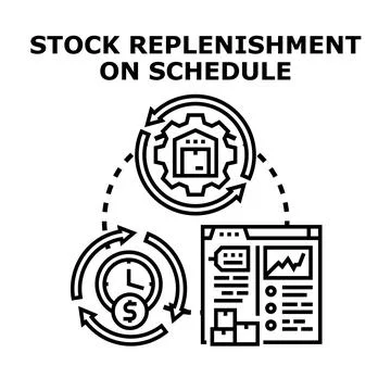 Stock replenishment on schedule managing efficient inventory flow Stock Illustration