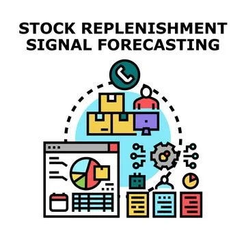 Stock replenishment signal forecasting process development イラスト素材