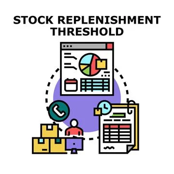 Stock replenishment threshold reaching strategy concept planning Stock Illustration