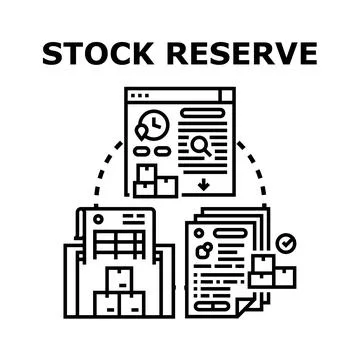 Stock reserve management system controlling goods inventory Stock Illustration