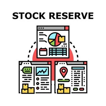 Stock reserve managing process with warehouse logistics and inventory control Stock Illustration