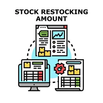 Stock restocking amount calculation process diagram Stock Illustration
