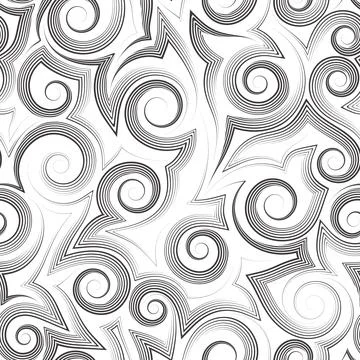 Stock seamless vector pattern of smooth and broken lines and spirals.Stock Stockillustratie