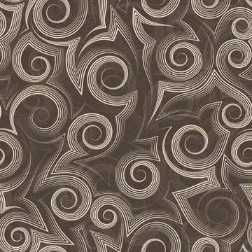 Stock seamless vector pattern of smooth and broken lines and spirals.Stock イラスト素材
