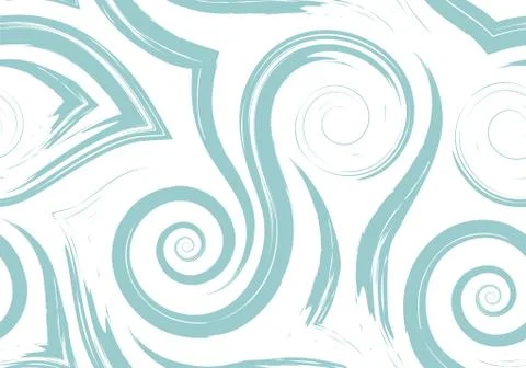 Stock Seamless vector pattern of turquoise flowing lines and spirals isolated on Stock Illustration