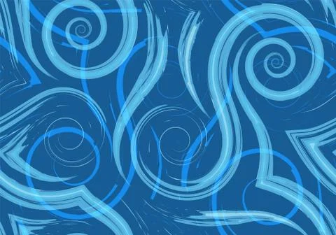 Stock Seamless vector pattern of turquoise flowing lines and spirals on a sea 스톡 일러스트