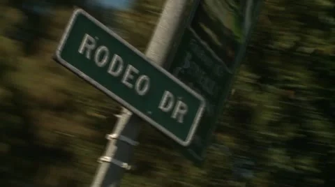 Stock Slow Motion Video footage of Rodeo Drive Beverly Hills sign near Hollywood Stock Footage