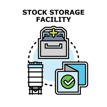 Stock storage facility with inventory management process Stock Illustration