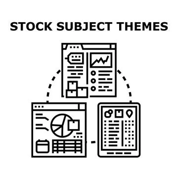 Stock subject themes content creating concept Illustrazione stock