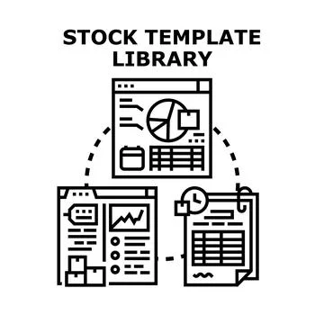 Stock template library for business analysis and document management Stock Illustration