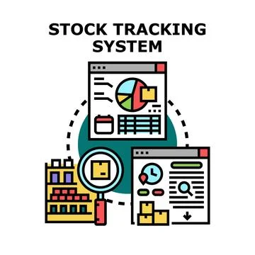 Stock tracking system managing inventory logistics data Stock Illustration