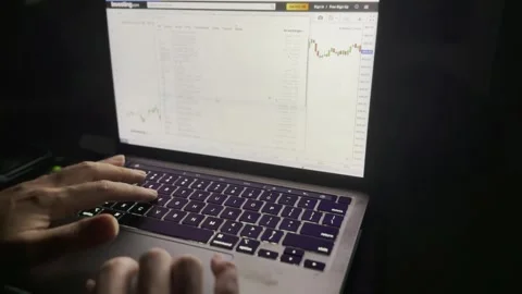 Stock trade graphical information, computerised data, personal laptop Vídeos de archivo 302566813