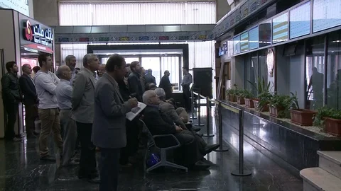 Stock traders watch financial data, Tehran Stock Exchange, Iran Video stock 119184838