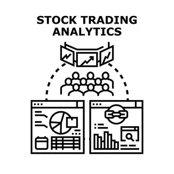 Stock trading analytics concept with financial data dashboard Illustrazione stock