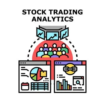 Stock trading analytics concept with financial data dashboard Stock Illustration