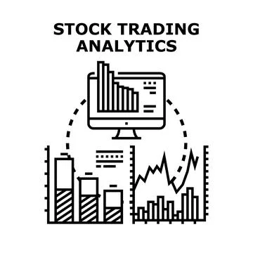 Stock trading analytics concept observing financial market data Stock Illustration