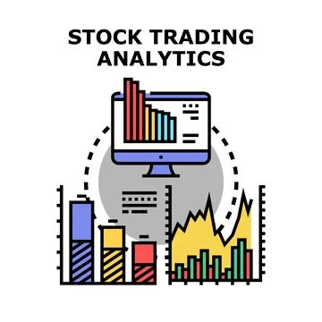 Stock trading analytics concept observing financial market data Stock Illustration