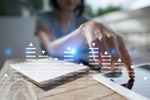 Stock trading, data analysis diagram, chart, graph on virtual screen. Business Stock Photos