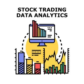Stock trading data analytics concept with financial charts Stock Illustration