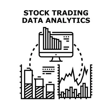 Stock trading data analytics concept with financial charts Stock Illustration