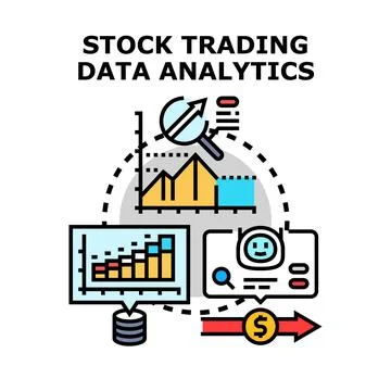 Stock trading data analytics process for financial success Stock Illustration