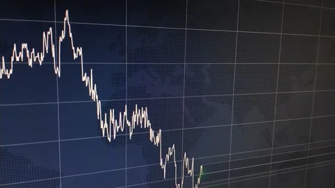 Stock trading quotes chart with ups and downs Vidéo 166998926