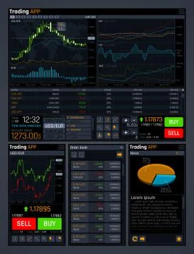 Stock trading vector concept ui with analyze data tools and financial forex Stock Illustration